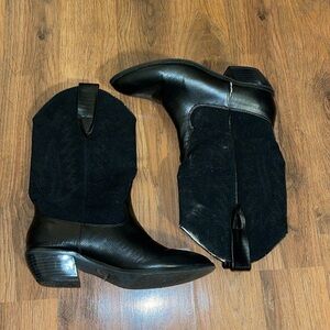 Black faux Suede Cowboy Boots